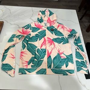 HURLEY Women's UPF 50+ Full-Zip Long-Sleeve Hooded Hanoi Floral Rashguard